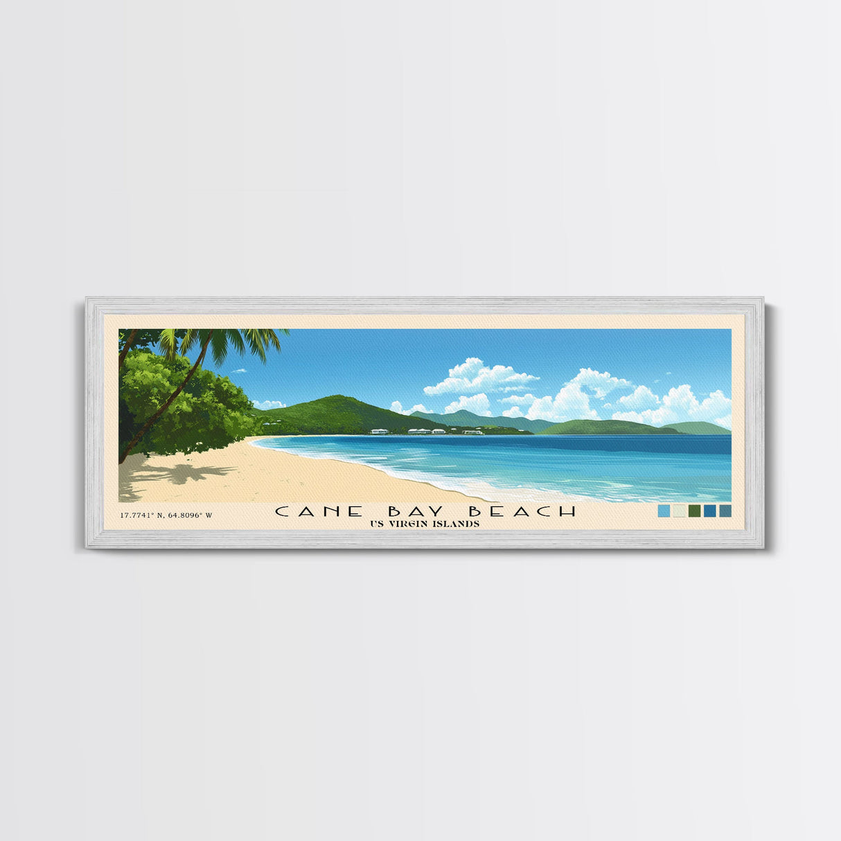 Cane Bay Beach, US Virgin islands Panoramic Print, Vacation Gift, US Virgin islands Wall Art, Vacation Wall Art, Vacatation Memories, Beach Decor, Beach Or Lakehouse Art