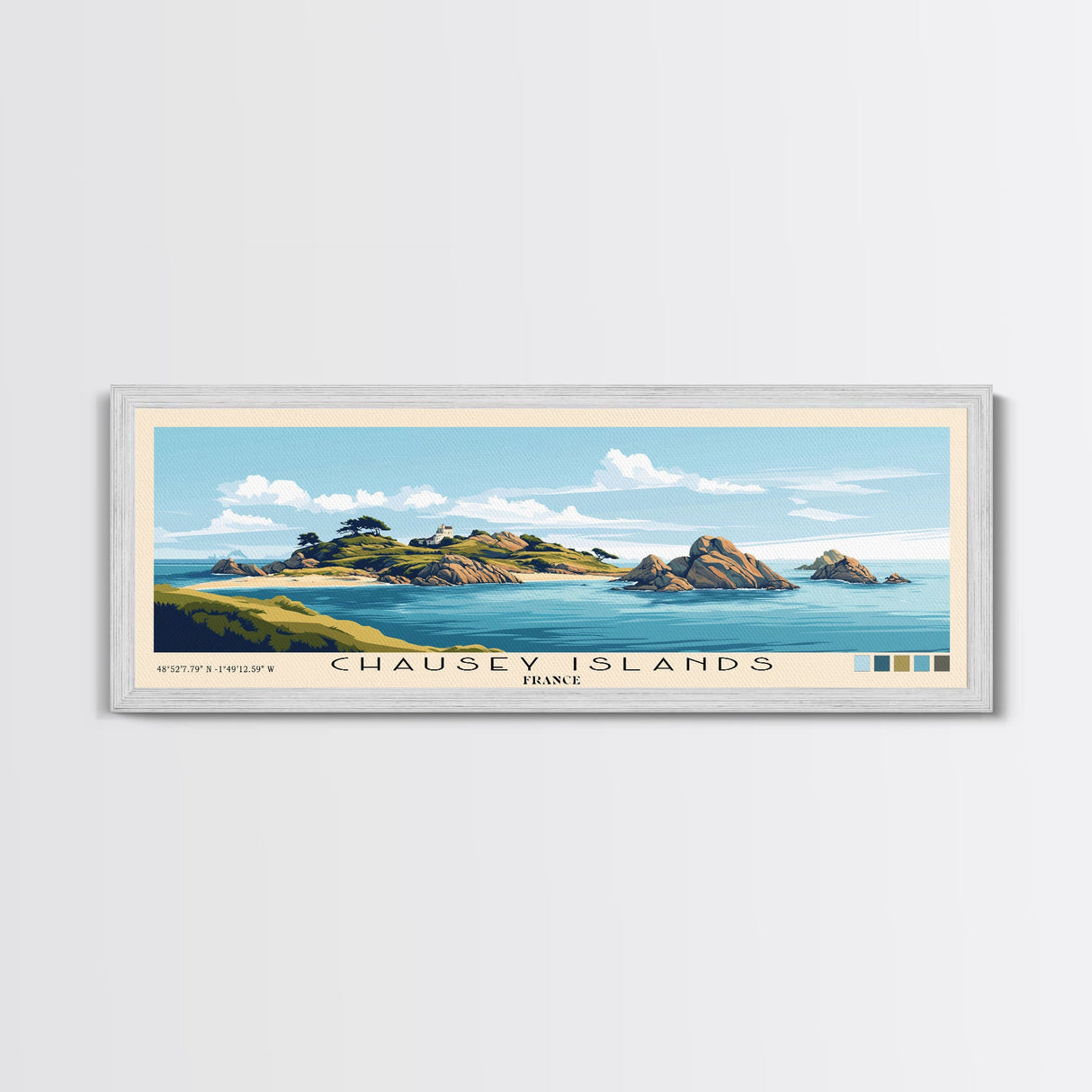 Chausey Islands, France Panoramic Beach Print, Vacation Gift, France Wall Art, Beach Painting, Beach Decor, Beach Painting