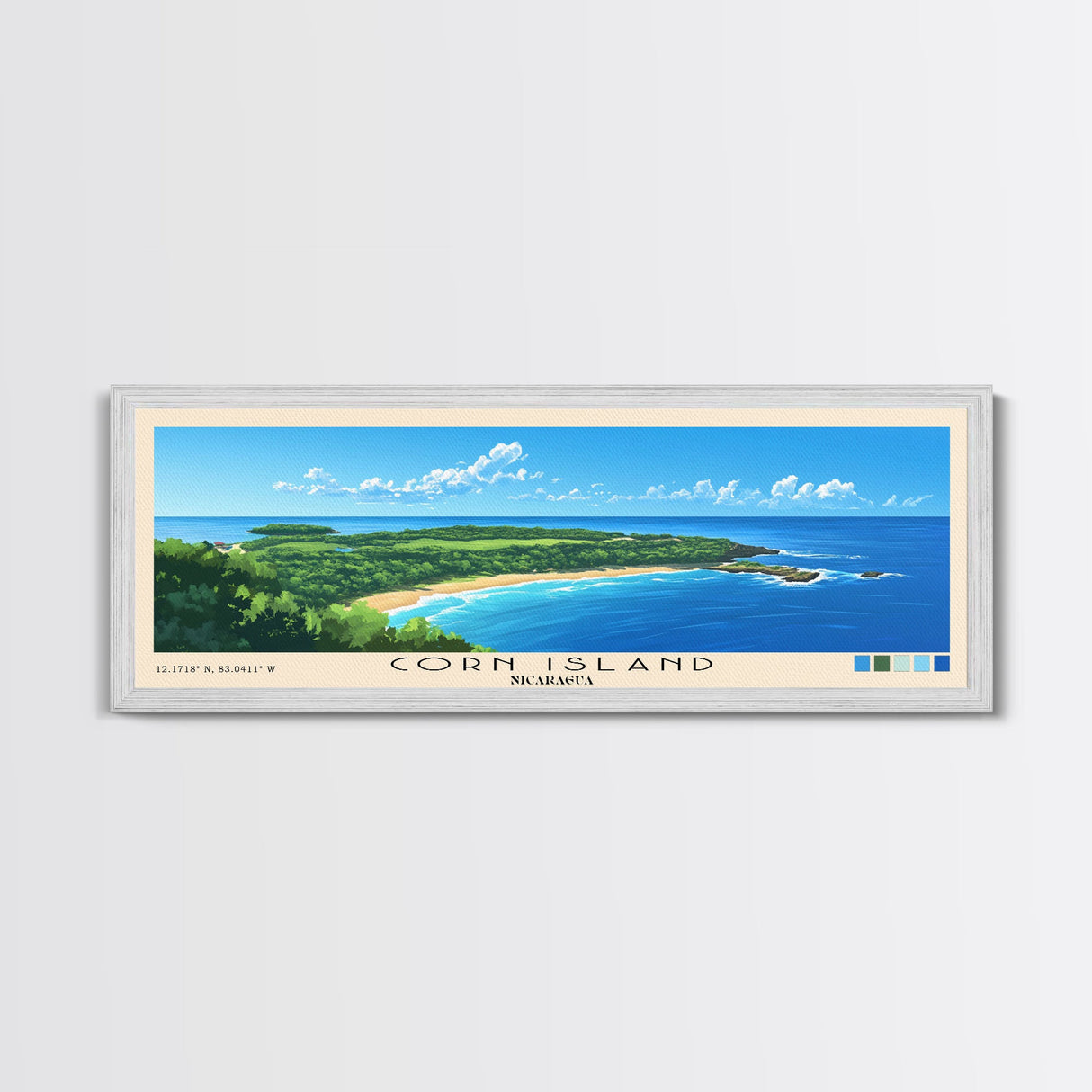 Corn Island, NICARAGUA Panoramic Print, Vacation Gift, NICARAGUA Wall Art, Beach Painting, Beach Decor, Beach Or Lakehouse Art