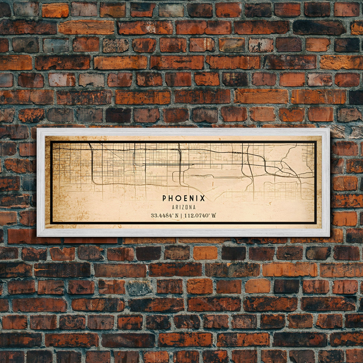 Phoenix Arizona Panoramic Street Map, Framed Canvas Art, Arizona United States Road Map Wall Art, Office Wall Art, Wall Decor for Office