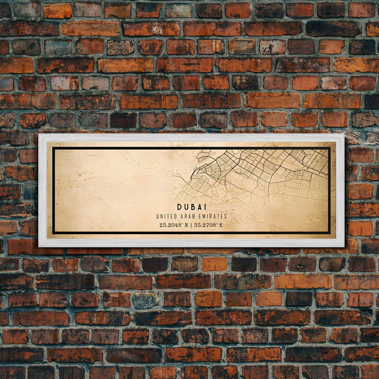Dubai UAE Panoramic map print poster or framed canvas, Dubai map print poster canvas, Dubai city map print poster canvas, Vintage Travel Art