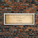 Columbus Panoramic vintage map print poster or framed canvas, Ohio map print poster canvas, Columbus city map print poster canvas