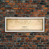 Munich Panoramic map print poster or framed canvas, Munich Germany map print poster canvas, city map print poster canvas, Vintage Travel Art