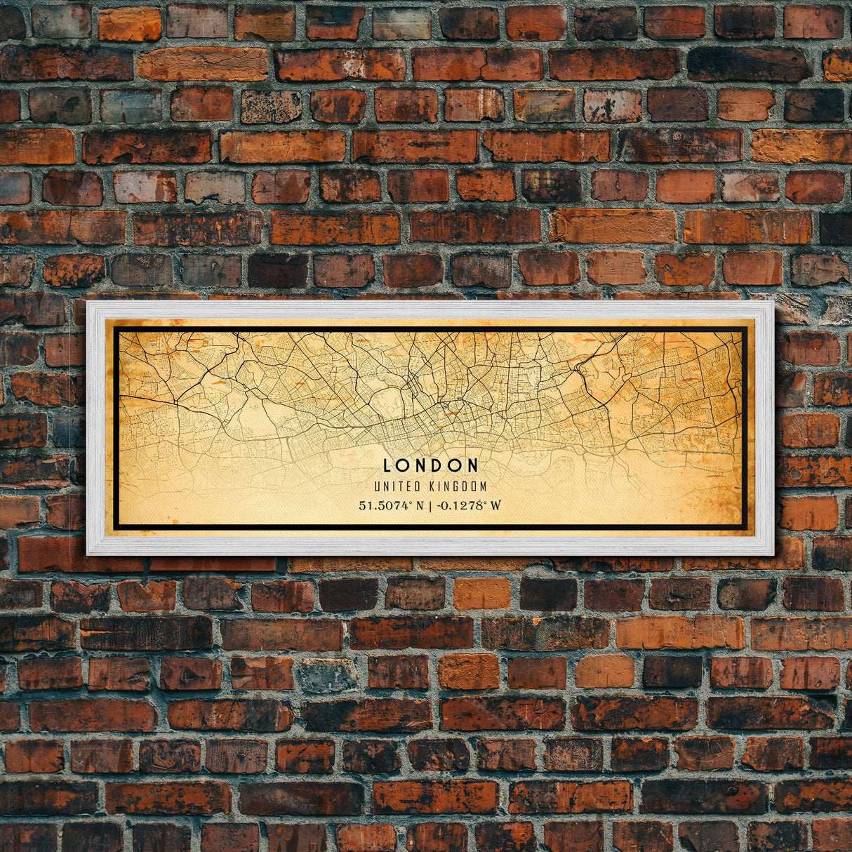Panoramic London UK map print poster or framed canvas, London map print canvas, London city map print poster canvas, Vintage Travel Art