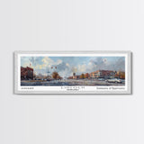 Lincoln Nebraska Panoramic Watercolor Cityscape, Framed Canvas Print for Living Room, Office Wall Art, Urban Decor, Travel Poster