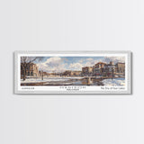 Madison Wisconsin Panoramic Watercolor Cityscape, Framed Canvas Print for Living Room, Office Wall Art, Urban Decor, Travel Poster