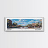 McKinney Texas Panoramic Framed Canvas Print, Beautiful Watercolor Art, Perfect Office Wall Decor, Living Room Art, Travel Poster, City Print