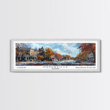 Naperville Illinois Panoramic Framed Canvas Print, Watercolor Cityscape, Office Wall Art, Travel Poster, Living Room Decor, City Art