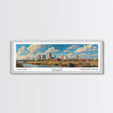Tulsa Oklahoma Panoramic Framed Canvas Print, Retro Wall Art, Travel Poster, Artistic Living Room Decor, Unique Office Gift, Original Artwork
