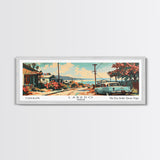 Laredo Texas Panoramic Painting, Mid Century Modern Framed Canvas Print, Retro Pop Art Travel Poster, Wall Art, Living Room Decor, Office Wall Art, Home Decor