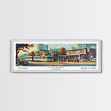 Omaha Nebraska Panoramic Painting, Mid Century Modern Framed Canvas Print, Retro Pop Art Travel Poster, Living Room Art, Home Decor, Office Wall Art, Vintage Style