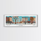 Elizabeth New Jersey Panoramic Wall Art, Mid Century Modern Framed Canvas Print, Retro Pop Art Travel Poster, City Home Decor, Office Art