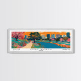 Fort Worth Texas Panoramic Painting, Mid Century Modern Framed Canvas Print, Retro Pop Art Travel Poster, Office Wall Decor