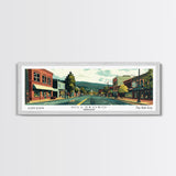 Hillsboro Oregon Panoramic Painting, Mid Century Modern Framed Canvas Print, Retro Pop Art Travel Poster, Office Wall Decor