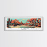 Elk Grove California Panoramic Painting, Framed Canvas Print, Mid Century Modern Wall Art, Retro Pop Art Travel Poster, Office Decor, City Art