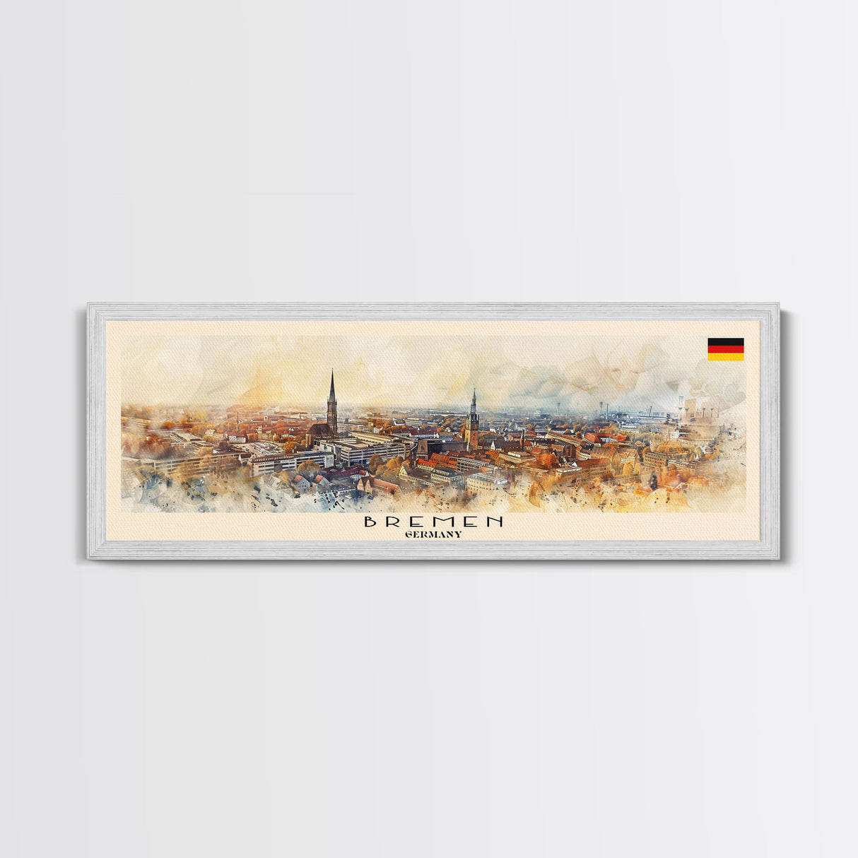 Bremen Germany Wall Art, Panoramic Travel Poster, Panoramic Framed Canvas Print, City Wall Art, Wall Hanging Home Decor, Travel Art