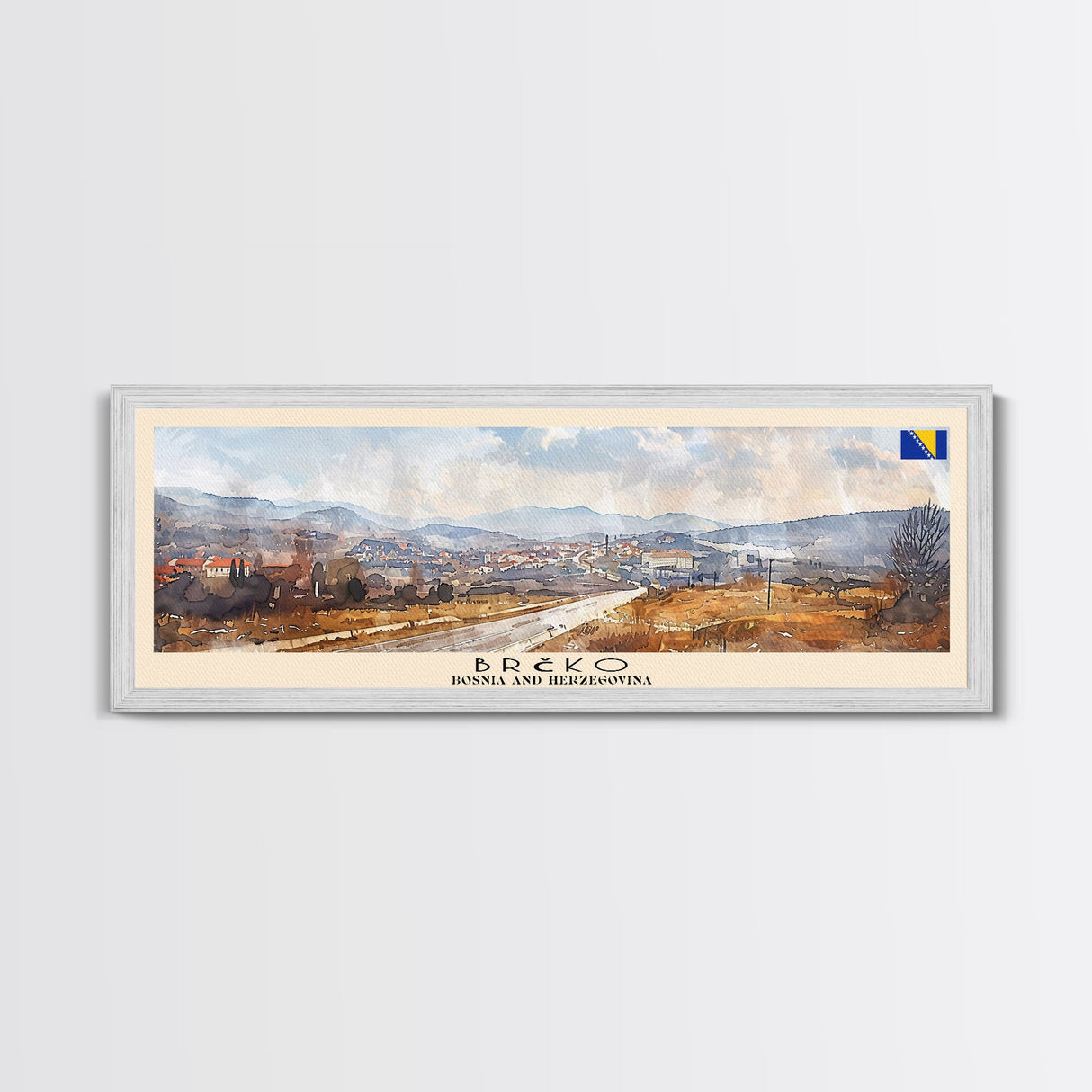 Brčko Bosnia Wall Art, Panoramic Travel Poster, Panoramic Framed Canvas Print, City Wall Art, Wall Hanging Home Decor, Travel Art