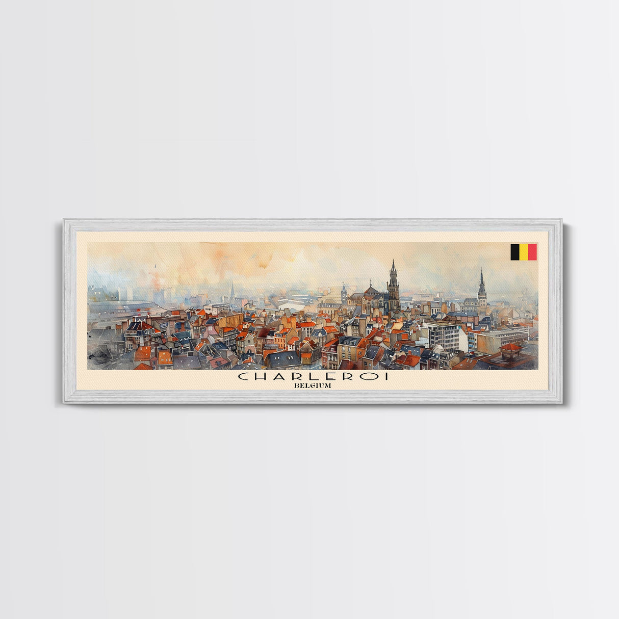Charleroi Belgium Travel Print Wall Art, Panoramic City Art, Travel Art, Wall Decor, Vacation Gift, Framed Canvas Print Or Metal Art