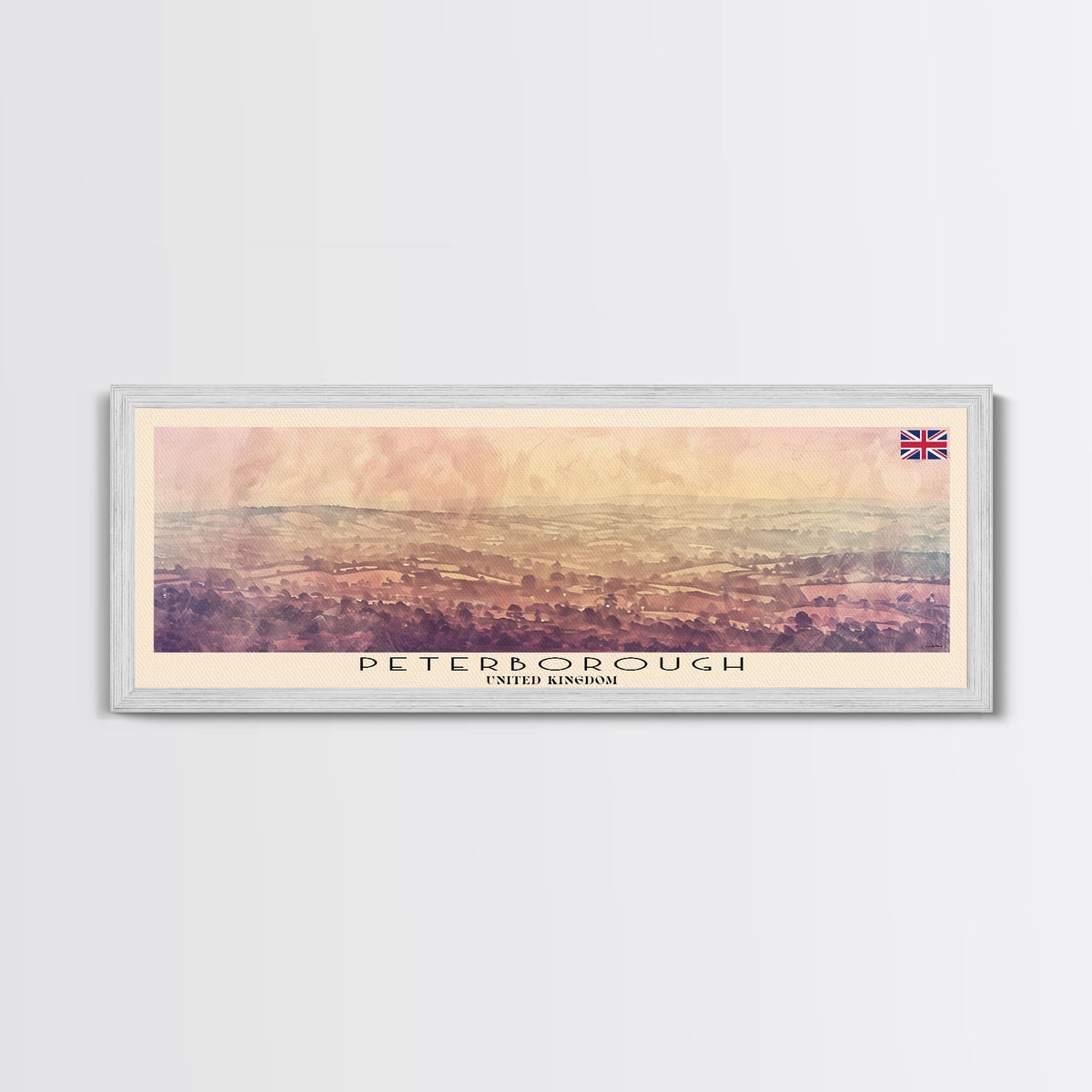 Peterborough United Kingdom Wall Art, Panoramic Travel Poster, Panoramic Framed Canvas Print, City Wall Art, Wall Hanging Home Decor, Travel Art