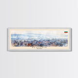 Plovdiv Bulgaria Travel Art, City Art, Framed Canvas Print or Metal Wall Art, Europe Travel Poster, Panoramic Wall Art, Extra Wide Wall Art
