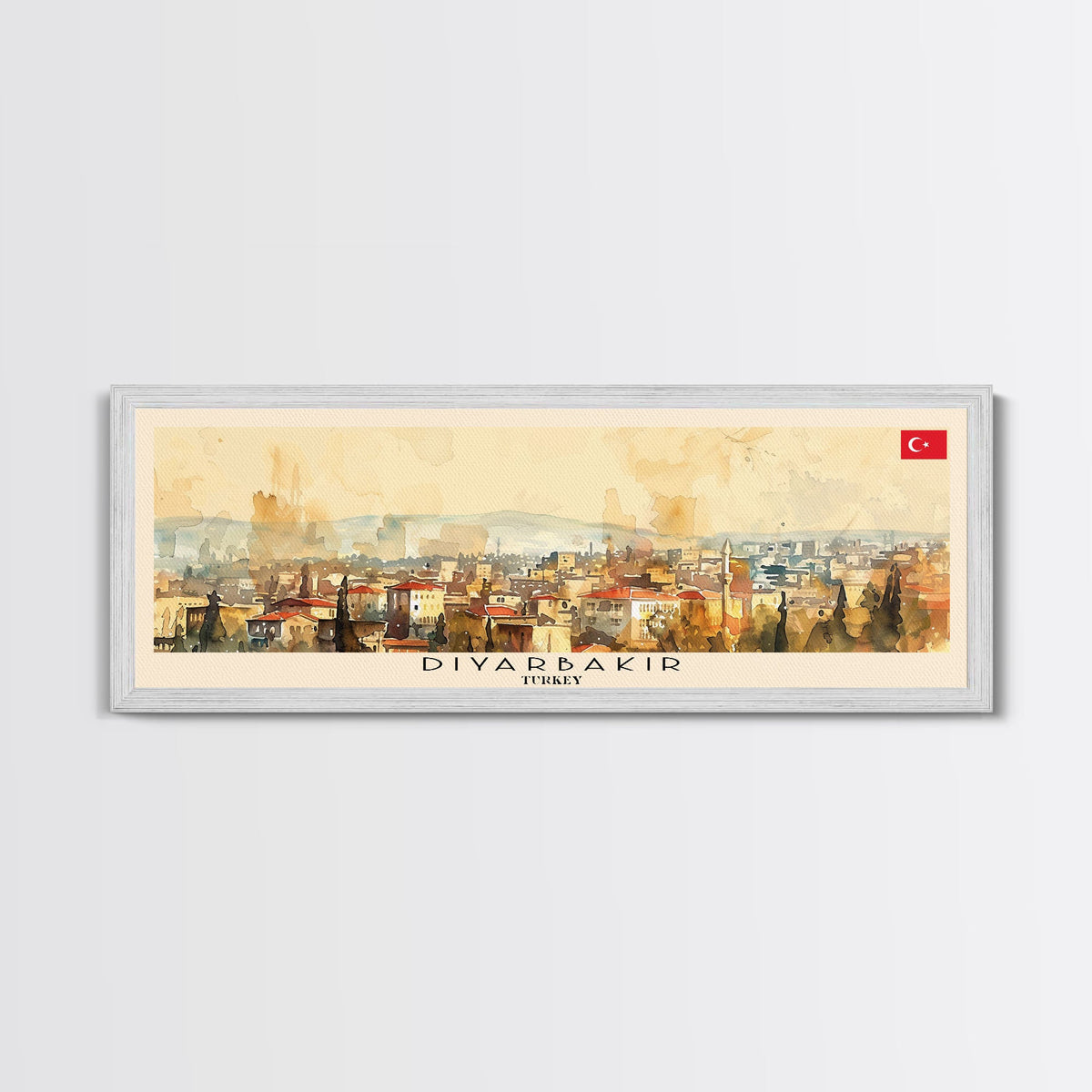 Diyarbakr Turkey Panoramic Travel Poster, Framed Canvas Print or Metal Wall Art, Travel Art, Home Decor, Panoramic Painting, Midcentury Art