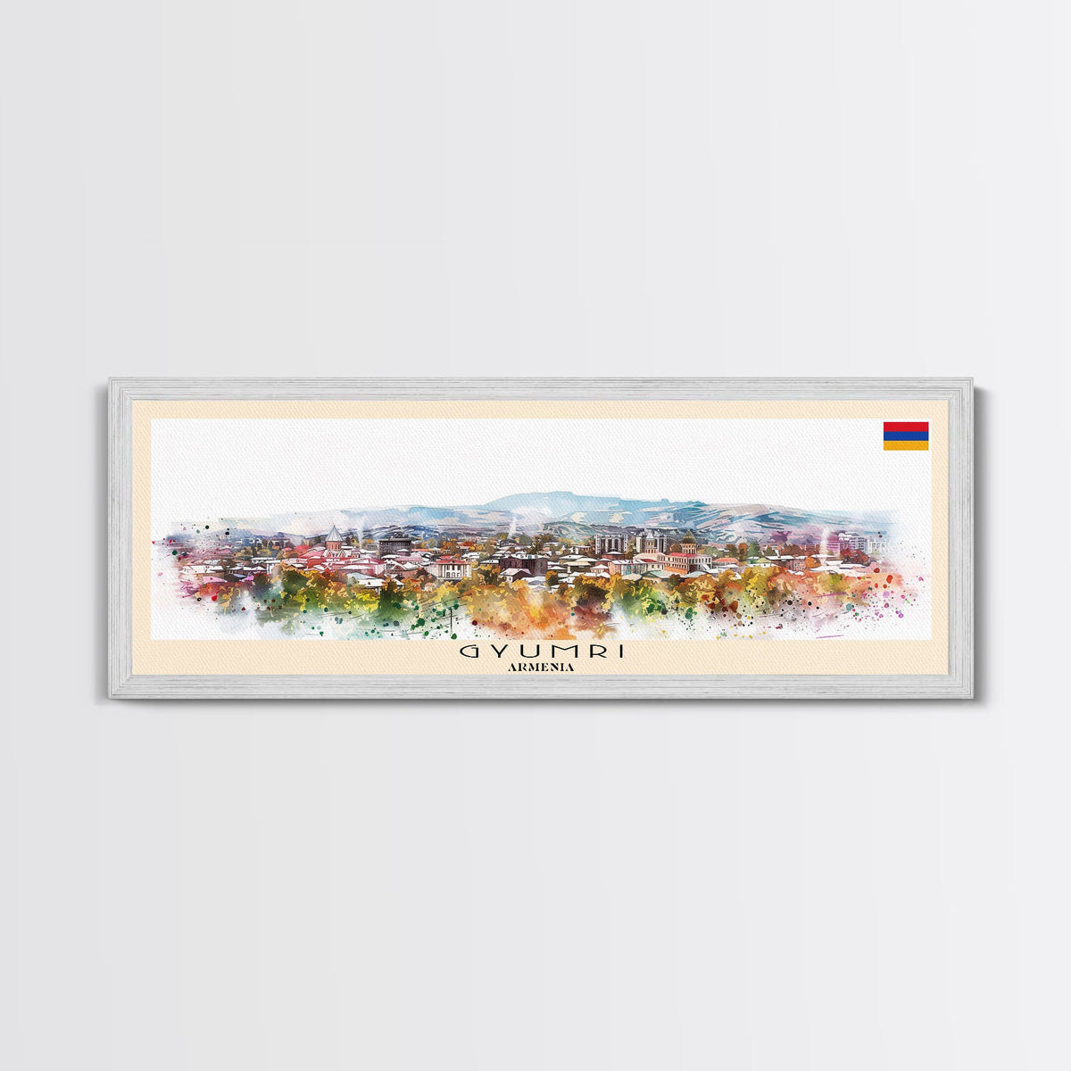 Gyumri Armenia Travel Print Wall Art, Panoramic City Art, Travel Art, Wall Decor, Vacation Gift, Framed Canvas Print Or Metal Art