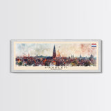 Haarlem Netherlands Travel Art, City Art, Framed Canvas Print or Metal Wall Art, Europe Travel Poster, Panoramic Wall Art, Extra Wide Wall Art