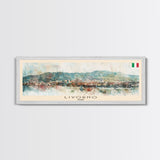 Livorno Italy Panoramic Travel Poster, Framed Canvas Print or Metal Wall Art, Travel Art, Home Decor, Panoramic Painting, Midcentury Art