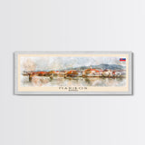 Maribor Slovenia Panoramic Travel Poster, Framed Canvas Print or Metal Wall Art, Travel Art, Home Decor, Panoramic Painting, Midcentury Art