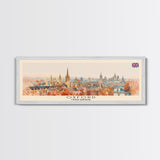 Oxford United Kingdom Panoramic Travel Poster, Framed Canvas Print or Metal Wall Art, Travel Art, Home Decor, Panoramic Painting, Midcentury Art