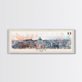 Rome Italy Travel Print Wall Art, Panoramic City Art, Travel Art, Wall Decor, Vacation Gift, Framed Canvas Print Or Metal Art