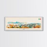 Salerno Italy Travel Art, City Art, Framed Canvas Print or Metal Wall Art, Europe Travel Poster, Panoramic Wall Art, Extra Wide Wall Art
