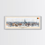 Tournai Belgium Travel Print Wall Art, Panoramic City Art, Travel Art, Wall Decor, Vacation Gift, Framed Canvas Print Or Metal Art