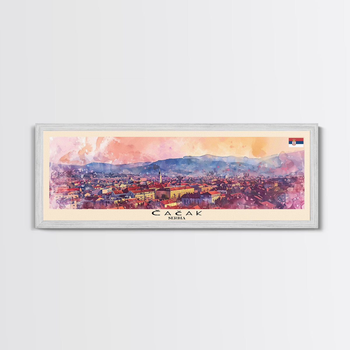 Čačak Serbia Wall Art, Panoramic Travel Poster, Panoramic Framed Canvas Print, City Wall Art, Wall Hanging Home Decor, Travel Art