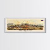 Stavropol Russia Panoramic Travel Poster, Framed Canvas Print or Metal Wall Art, Travel Art, Home Decor, Panoramic Painting, Midcentury Art