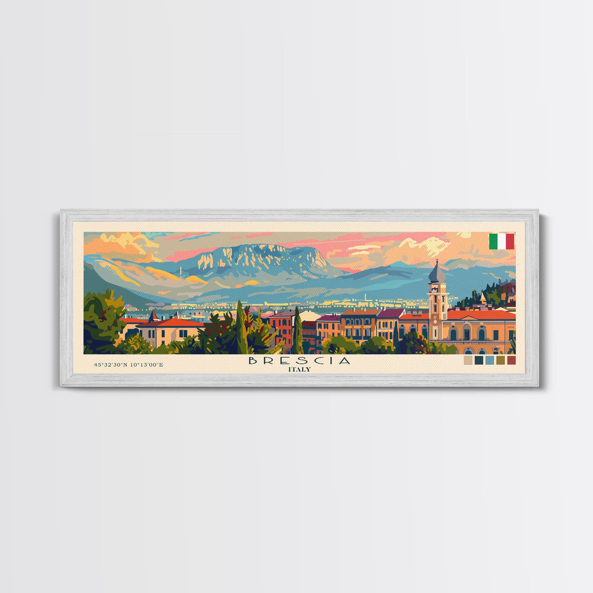 Brescia Italy Travel Print Wall Art, Panoramic City Art, Travel Art, Wall Decor, Vacation Gift, Framed Canvas Print Or Metal Art