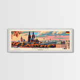 Cologne Germany Panoramic Travel Poster, Framed Canvas Print or Metal Wall Art, Travel Art, Home Decor, Panoramic Painting, Midcentury Art