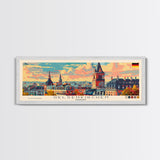 Gelsenkirchen Germany Panoramic Travel Poster, Framed Canvas Print or Metal Wall Art, Travel Art, Home Decor, Panoramic Painting, Midcentury Art