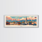 Grozny Russia Panoramic Travel Poster, Framed Canvas Print or Metal Wall Art, Travel Art, Home Decor, Panoramic Painting, Midcentury Art
