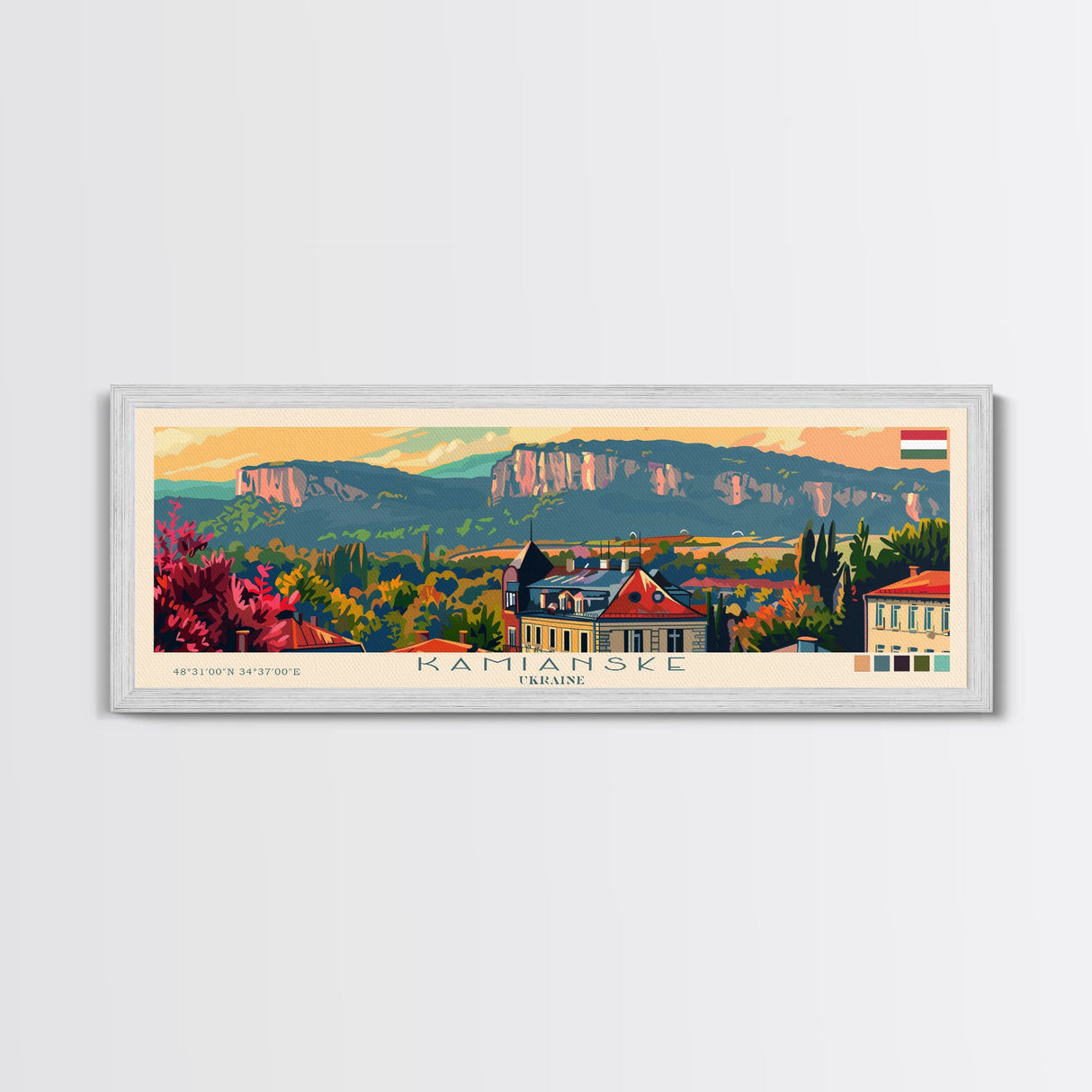 Kamianske Ukraine Wall Art, Panoramic Travel Poster, Panoramic Framed Canvas Print, City Wall Art, Wall Hanging Home Decor, Travel Art