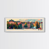 Lahti Finland Panoramic Travel Poster, Framed Canvas Print or Metal Wall Art, Travel Art, Home Decor, Panoramic Painting, Midcentury Art
