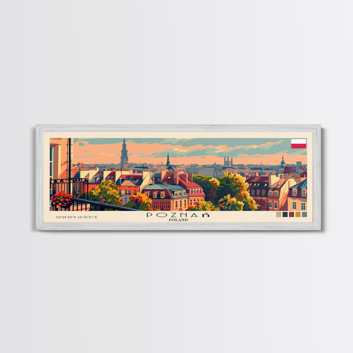 Pozna Poland Travel Art, City Art, Framed Canvas Print or Metal Wall Art, Europe Travel Poster, Panoramic Wall Art, Extra Wide Wall Art