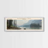 Bowman Lake Montana Framed Canvas Print, Panoramic Lake House Decor, Wall Art, Travel Poster, Rustic Lake Painting, Nature Art