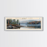 Castle Rock Lake Wisconsin Framed Canvas Print, Lake House Art, Panoramic Wall Art, Travel Poster, Modern Lake Painting, Home Decor