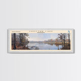 Choctaw Lake Mississippi Framed Canvas Print, Lake House Art, Panoramic Wide Wall Art, Travel Poster, Rustic Lake Painting, Home Decor