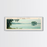 Clinton Lake Illinois Framed Canvas Print, Panoramic Lake House Decor, Wide Wall Art, Travel Poster, Rustic Lake Painting, Nature Art