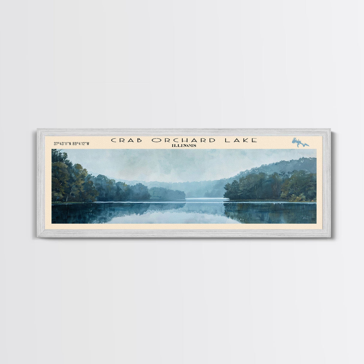 Cormorant Lake Framed Canvas Print, Lake House Decor, Panoramic Wide Art, Travel Poster, Rustic Lake Painting, Home Decor