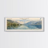 June Lake California Framed Canvas Print, Panoramic Lake House Decor, Wall Art, Travel Poster, Peaceful Lake Painting, Nature Art
