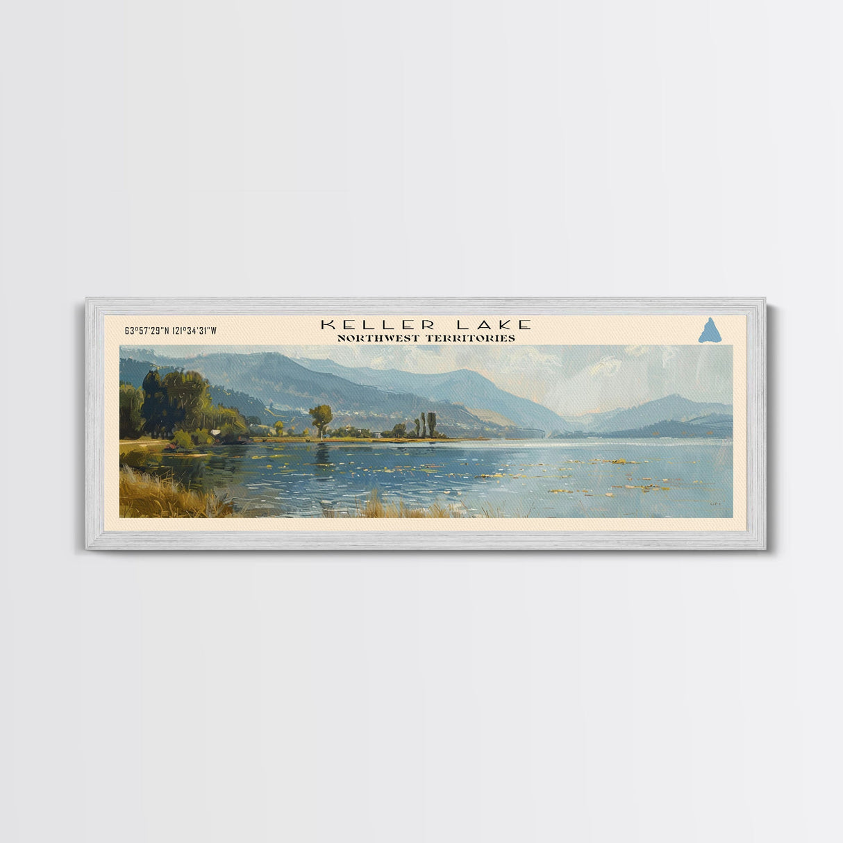 Keller Lake Framed Canvas Print, Panoramic Lake House Decor, Wall Art, Travel Poster, Scenic Lake Painting, Nature Art