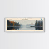 Lac La Plonge Lake Billy Chinook Oregon Framed Canvas Print, Panoramic Lake House Decor, Wall Art, Travel Poster, Scenic Lake Painting, Home Decor